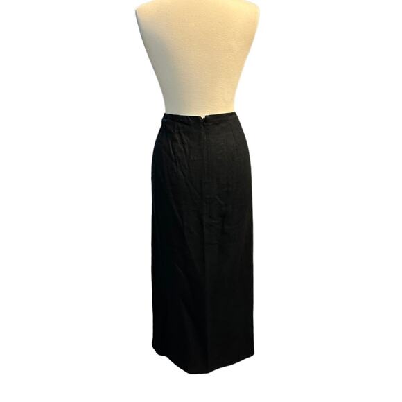 Requirements Linen Blend Black Midi Skirt Embroidered Details Beaded Design O3 - Picture 2 of 10